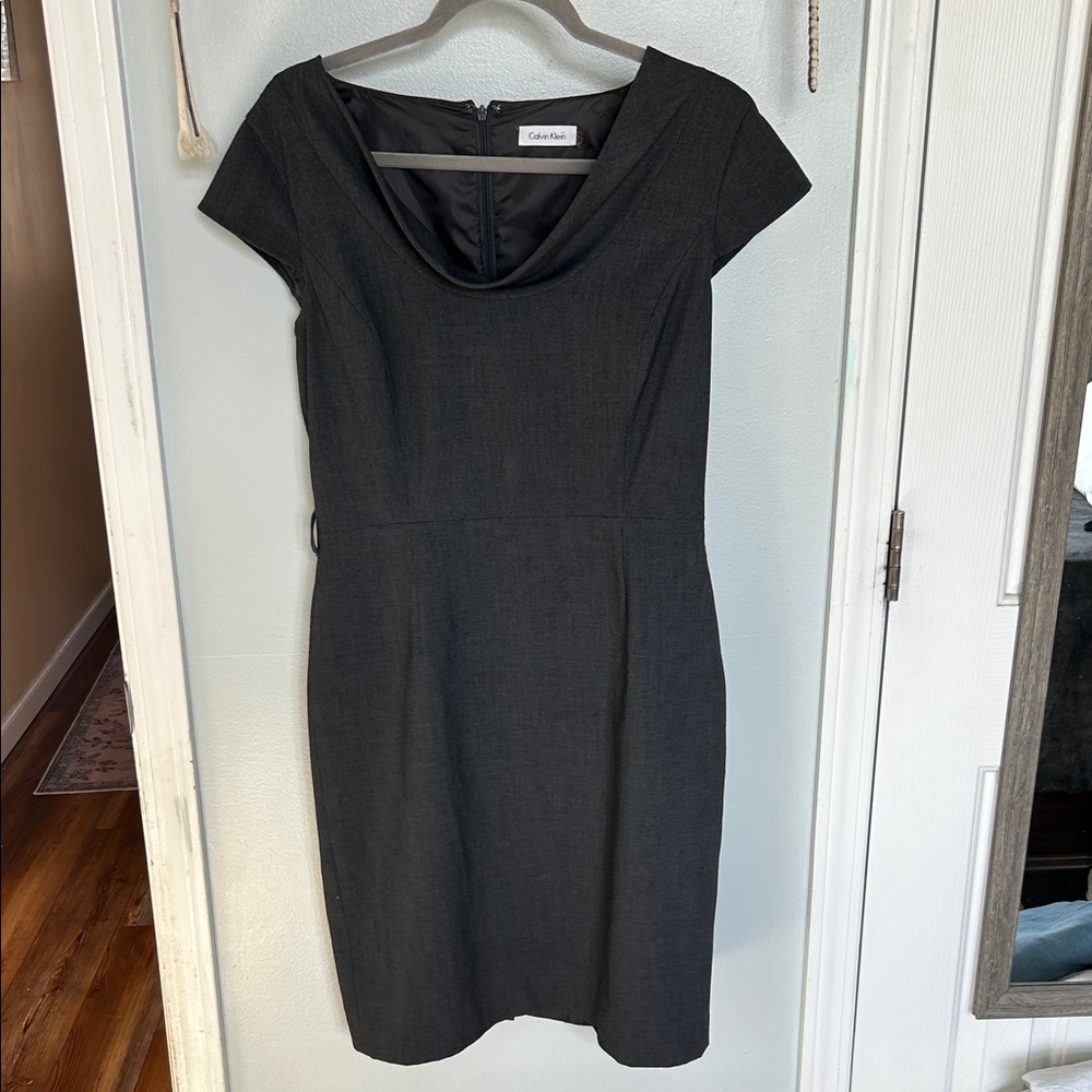 Calvin Klein Charcoal Gray Midi Dress